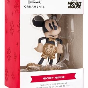 New Hallmark Disney Mickey Mouse Gold Glitter Christmas Ornament Sparkling